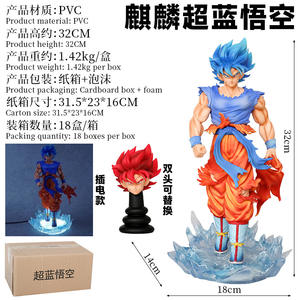 Hoogwaardige 32cm Dragon Ball Actionfiguur Dubbele Kop Goku Super Saiyan Blue Figuur Anime Model Display Cadeau Collectible - Product Image 2