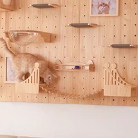 Arbre à chat Shui Mu en bois massif écologique, 5 niveaux, 40 cm, avec plateforme murale de saut, colonne à griffer DIY et capsule spatiale pour chat