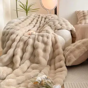 Coperta in pile di coniglio morbida e calda coperta per divano divano e divano letto da ufficio campeggio e coperta regalo multiuso da viaggio