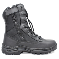 Bottes de Combat Hautes Noires en Cuir Enduit pour Officiers, Agents de Sécurité, Bottes de Protection