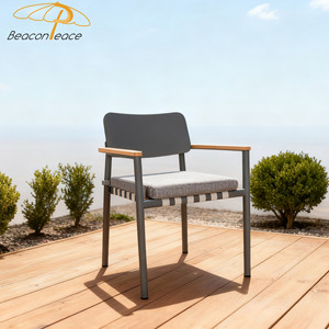Muebles de aluminio para exteriores para restaurante, silla de café para Bar, silla de comedor de jardín con <span class=keywords><strong>respaldo</strong></span> <span class=keywords><strong>alto</strong></span> negro para <span class=keywords><strong>terraza</strong></span> de Villa - Product Image 2