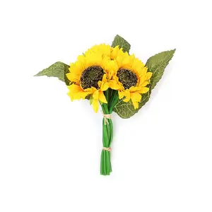 Dekoratif çiçekler düğün gelin buketi ayçiçeği 28cm ipek çiçek yapay ayçiçeği