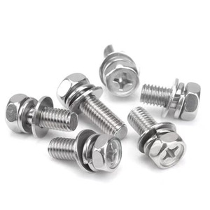 304 Stainless Steel Hex Head Bolt With Flat Spring Washer And Concave Phillips Head GB9074.13 Standard Grade 10.9 12.9 - Product Image 2