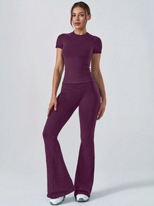 Conjunto de Yoga para Mujer, Pantalones Cortos Acampanados, <span class=keywords><strong>Ropa</strong></span> Deportiva para Gimnasio, Fitness, Ejercicio, Running, <span class=keywords><strong>Ropa</strong></span> Deportiva sin Costuras - Product Image 4
