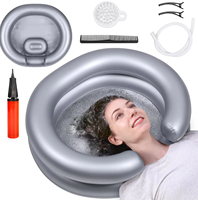 Bassin de lavage de cheveux gonflable en PVC argenté, portable, pour personnes âgées, femmes enceintes