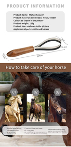Brosse de toilettage pour chevaux en acier inoxydable, manche en bois de luxe, outil de démêlage facile à utiliser pour les chevaux, sûr, élégant et personnalisable - Product Image 2