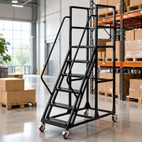 Plateforme roulante industrielle portable avec main courante de sécurité, plateforme large antidérapante, échelle de travail mobile pliable pour le stockage