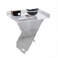 Table basse pliable en acrylique transparent sur mesure avec plateau en marbre, mobilier de salon moderne et chic pour villa, au design élégant