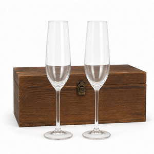 Copas de Champán de Cristal Grabadas con Logotipo Personalizado, Juego de Regalo en Caja de Madera con Tapa Deslizante - Product Image 5