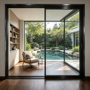 Puerta Corredera de Vidrio de Aluminio de Estilo Moderno, Impermeable, Insonorizada, con Aislamiento Térmico, Doble Vidrio Templado Personalizado, Venta al Por Mayor - Product Image 2