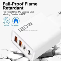 Chargeur USB Type C 4 ports 120W avec prise EU US UK, charge rapide, adaptateur de chargeur de téléphone USB pour Samsung/Xiaomi/Huawei, chargeur mural