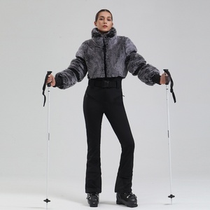 Combinaison de ski d'hiver pour <span class=keywords><strong>femme</strong></span>, coupe-vent, épaisse et chaude, une pièce, pour sports de plein air, coupe ajustée, <span class=keywords><strong>salopette</strong></span> de ski avec fourrure - Product Image 5