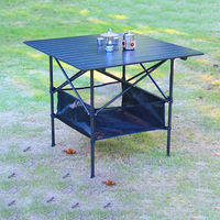 Table pliante d'extérieur en bambou, réglable en hauteur, pour pique-nique, camping, multifonctionnelle, portable, avec structure en alliage d'aluminium