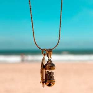 Kalung liontin kaca pasir <span class=keywords><strong>Titanium</strong></span> berlapis emas 18K seri gaya pantai <span class=keywords><strong>Hawaii</strong></span> Musim Panas 2025 - Product Image 1