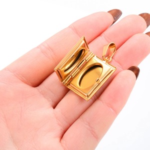 Pendentif Médaillon Porte-Photo en Acier Inoxydable, Breloque pour Photos, Bijou, Cadeau de Fête, Couleur Argent/Or - Product Image 4