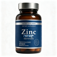 Comprimés de zinc certifiés ISO sous marque privée, haute puissance, 50 mg, favorisent la santé immunitaire, soins de la peau, complément alimentaire, faible MOQ