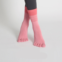 Chaussettes de yoga à tube moyen à cinq doigts à changement de couleur Pilates Fitness Dance Professional Silicone Non-slipsocks