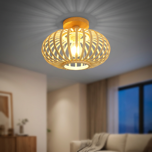 Modern American Style <b>LED</b> Bamboo Woven Warm White IP33 Rated Ceiling <b>Light</b> for Living <b>Room</b> - Product Image 3
