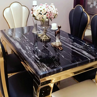 Karois — Table à manger rectangulaire en marbre, grande Table, populaire et pratique, Design chinois, plateau en marbre