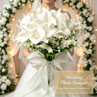 Bouquet de mariée minimaliste de style coréen, artificiel, noué à la main, avec lys blancs Calla et muguets, pour cérémonies de mariage, en PE