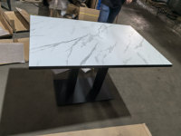 Meubles de salle à manger Lifepursue, table carrée en MDF, aspect marbre blanc, table double pour restaurant