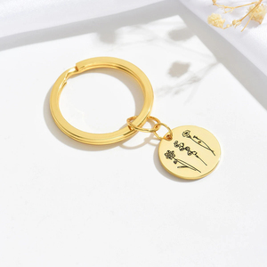 Porte-clés personnalisé en acier inoxydable avec bouquet de fleurs, cadeau pour maman, grand-mère, fête des mères, professeur, famille, mère - Product Image 3