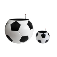 Ensemble de jardinières auto-arrosantes en forme de ballon de football noir et blanc, en plastique PP, avec éléments peints en noir, décoration sphérique pour plantes