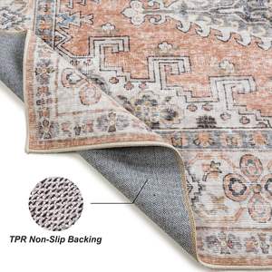 Tapis sur mesure rectangulaire en fibre de polyester pour salon et chambre à coucher, motif floral multicolore, texture douce, tapis de sol - Product Image 2