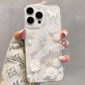 เคสโทรศัพท์ลายดอกไม้ผีเสื้อ 3 มิติ สีสันสดใส สไตล์ INS สำหรับ iPhone 17/16 Pro Max, สำหรับ iPhone 15 Pro/14, กันกระแทกสำหรับ iPhone 13 - Product Image 3