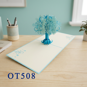 Tendencia 3D hecho a mano Vietnam arte papel Pop tarjeta copo de nieve árbol diseño Offset Impresión logotipo personalizado venta al por mayor regalos artesanías - Product Image 3