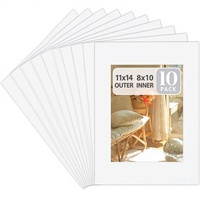 Paquete de 10 Paspartús Rectangulares Verticales para Fotos de 11x14 y 8x10, Núcleo Blanco, Sin Ácido, Ideales para Marcos, Impresiones Artísticas