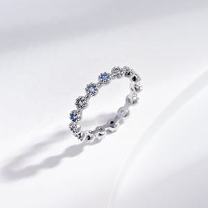 Anillo pequeño de plata S925 con piedra natural, diseño sencillo y moderno, anillos apilables con circonitas de colores para mujer, para compromiso o matrimonio. - Product Image 2