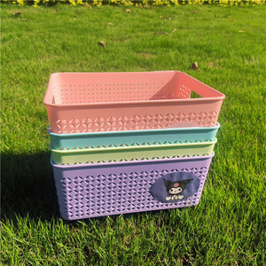 <b>Rectangular</b> Plastic Storage <b>Basket</b> With Handles For Desktop Children Toy Fruit Snack Organizing Neatening - Product Image 2