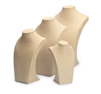 Présentoir de Colliers 3D Premium en Velours Microfibre et Lin, Tailles Multiples 11,5-40cm, pour Bijoux et Accessoires