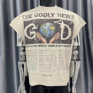 T-shirt personnalisé 100% coton, impression DTG, motif graphique jumbo, sans manches, débardeur musculaire pour homme - Product Image 4