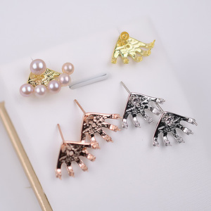 Boucles d'oreilles en argent S925 version coréenne, bijoux en perles simples à faire soi-même avec surface lisse, 5 à 8 perles, accessoires de bijoux personnalisés - Product Image 2