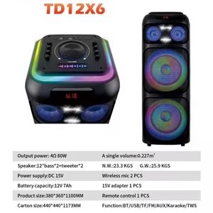 双12英寸塔式便携式无线BT户外派对立体声扬声器塔式手推车木制扬声器带麦克风 - Product Image 3