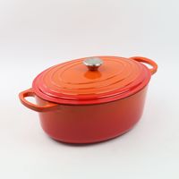 Cocotte hollandaise classique ovale à deux poignées pour la cuisson du pain, rôtissoire à dinde en fonte émaillée antiadhésive