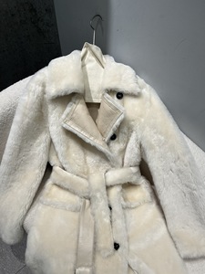 Nuovo Cappotto Invernale da Donna con Collo Rovesciato, Lungo <span class=keywords><strong>Trench</strong></span> in Pelliccia di Lana Teddy con Cintura - Product Image 5