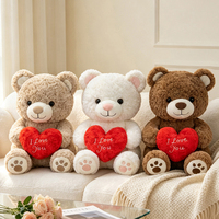 Ours en peluche mignon avec cœur, animal en peluche doux, ours d'amour pour la Saint-Valentin, poupée en fourrure rose pour les détaillants de jouets en gros