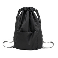 Sac à dos de sport unisexe de haute qualité résistant à l'eau avec poche avant, en polyester, avec cordon de serrage et bandoulière réglable
