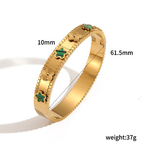 Floral Titanium Steel Bracelet For Women Wide Retro Style Gold Color Gift Jewelry <b>Bangle</b> <b>Set</b> - Product Image 4