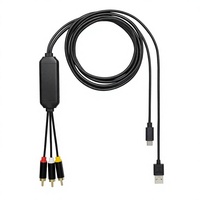 Câble répartiteur USB-C vers 3 RCA Koogold L3C pour projecteur et microphone, adaptateur de sortie vidéo AV 480P, gaine en PVC, 1,8 m