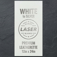 Plaques en cuir laserables 12x24 pouces pour gravure, texture classique, épaisseur premium, blanc/argent, avec adhésif