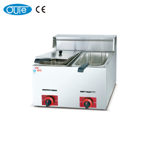 Friteuse à gaz commerciale en acier inoxydable OUTE 6L+6L, GPL/GNL, avec deux brûleurs et une puissance de 10 kW pour les restaurants de restauration rapide - Product Image 1