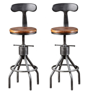 <b>Vintage</b> Backrest Modern Dining Bedroom Home Bar Kitchen High Chair <b>Stool</b> PU Leather Cushion Elastic Foam Padded Iron Frame - Product Image 5