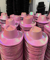 LED Neon scintillante Glitter spazio olografico Cowboy cappello per le donne ragazze festa di natale accessori Costume di Halloween