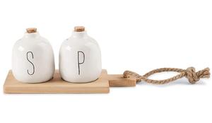 <strong>Bistro</strong> Basic Ceramic Shaker Board <strong>Salt</strong> <strong>and</strong> <strong>Pepper</strong> Set, One Size, White - Product Image 2