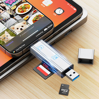 Lecteur de cartes OTG USB C et USB 3.0 2-en-1, adaptateur de carte mémoire portable pour téléphones, ordinateurs portables et tablettes, Plug & Play