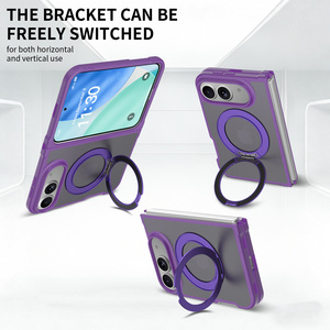 Étui de téléphone magnétique pliable et antichoc pour <span class=keywords><strong>iPhone</strong></span> 18 Fold, avec support rotatif violet premium, finition soyeuse, fabriqué par un professionnel - Product Image 6